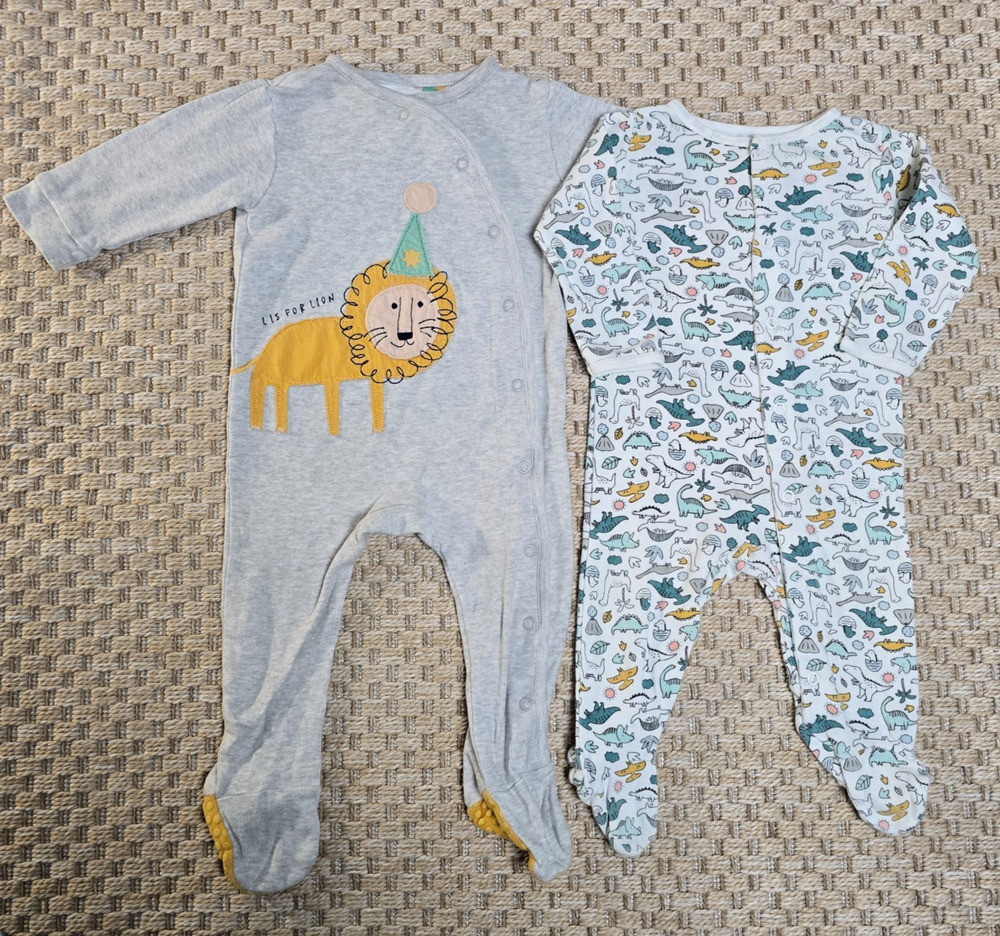Carters 9M Lion Dinosaur Baby Unisex Sleeper Footsie Bundle